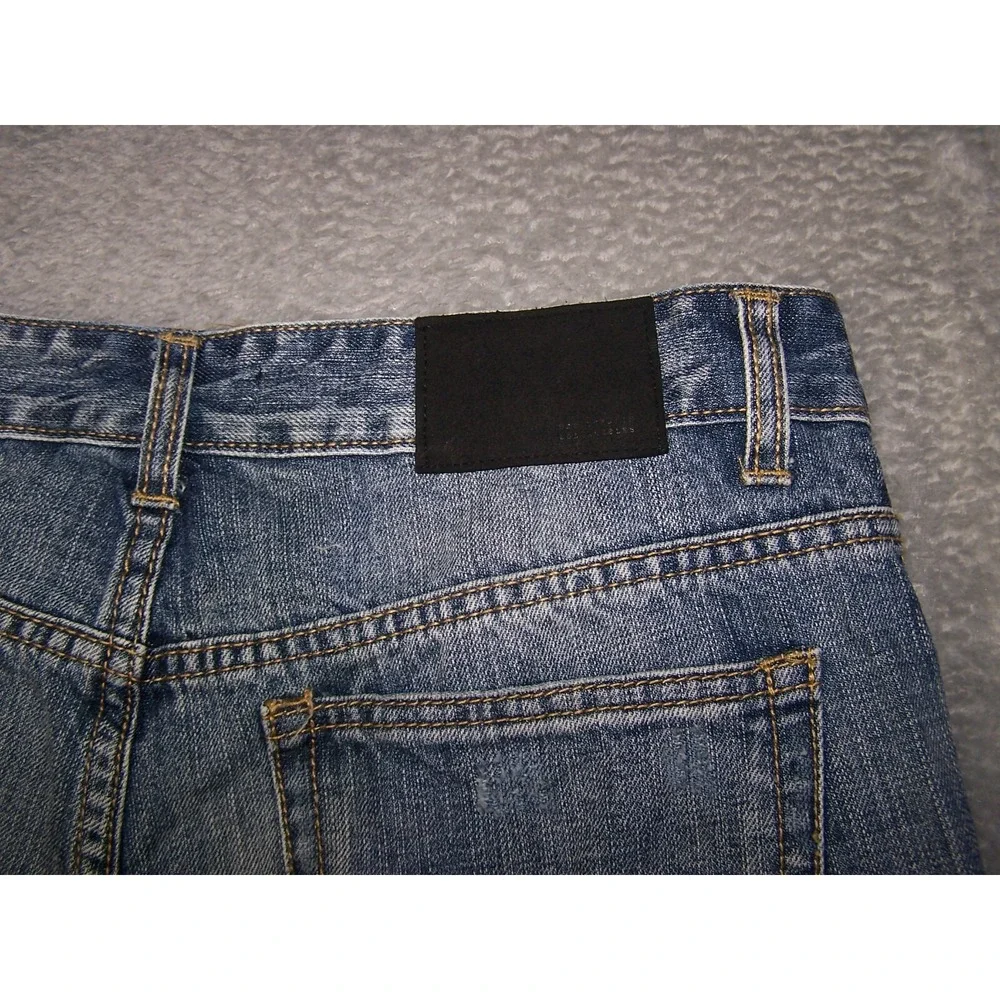 Forever‎ 21 Jeans Men's 32X29 (Tag 33) Skinny Slim Distressed Blue Button Fly